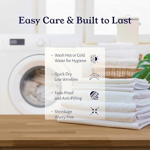 California Design Den California Design Den 100% Organic Cotton King Size Sheet Set, Percale Sheets, Deep Pocket King Sheets, GOTS Certified Luxury Sheets, King Size Cotton Bed Sheets, Blue Hydrangea Sheets