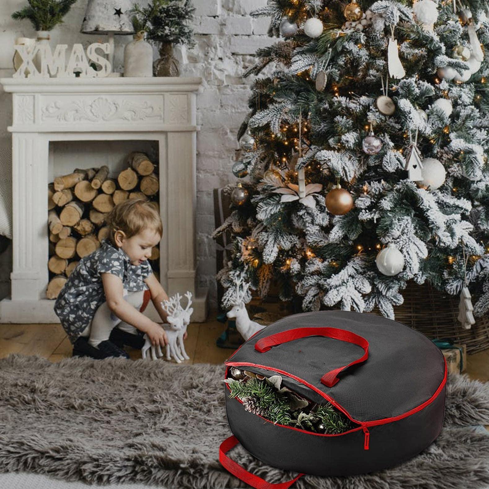 Cokino Cokino Extra Large Wreath Storage - Dual-Zippered Storage Container & Durable Handles, Protect Artificial Wreaths - Holiday Xmas Bag Made of Tear-Proof 210D Oxford Wreath Holder Wreath Boxes