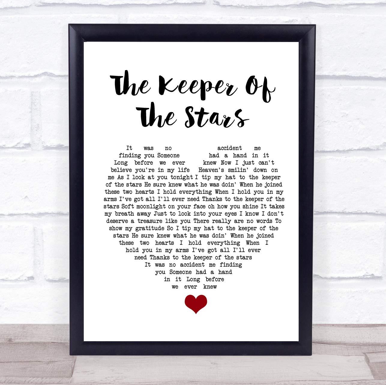 The Card Zoo The Keeper of The Stars White Heart Song Lyric Quote Music Print