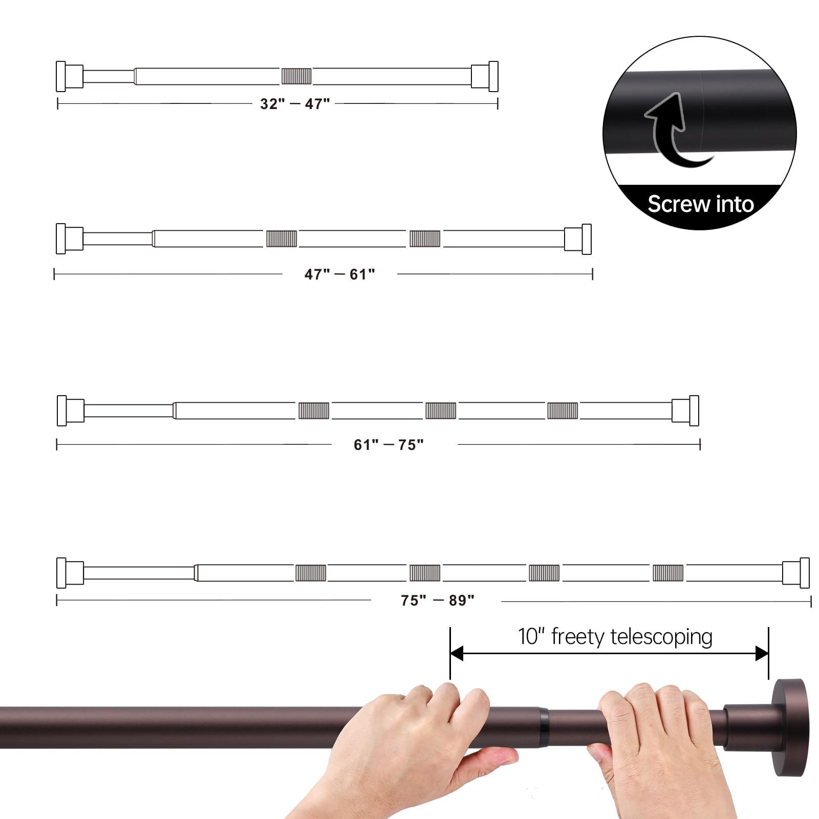 BRIOFOX BRIOFOX Shower Curtain Rod Adjustable 32-61 Inch, Spring Tension Shower Rod No Drilling Non Slip, Matte Bronze
