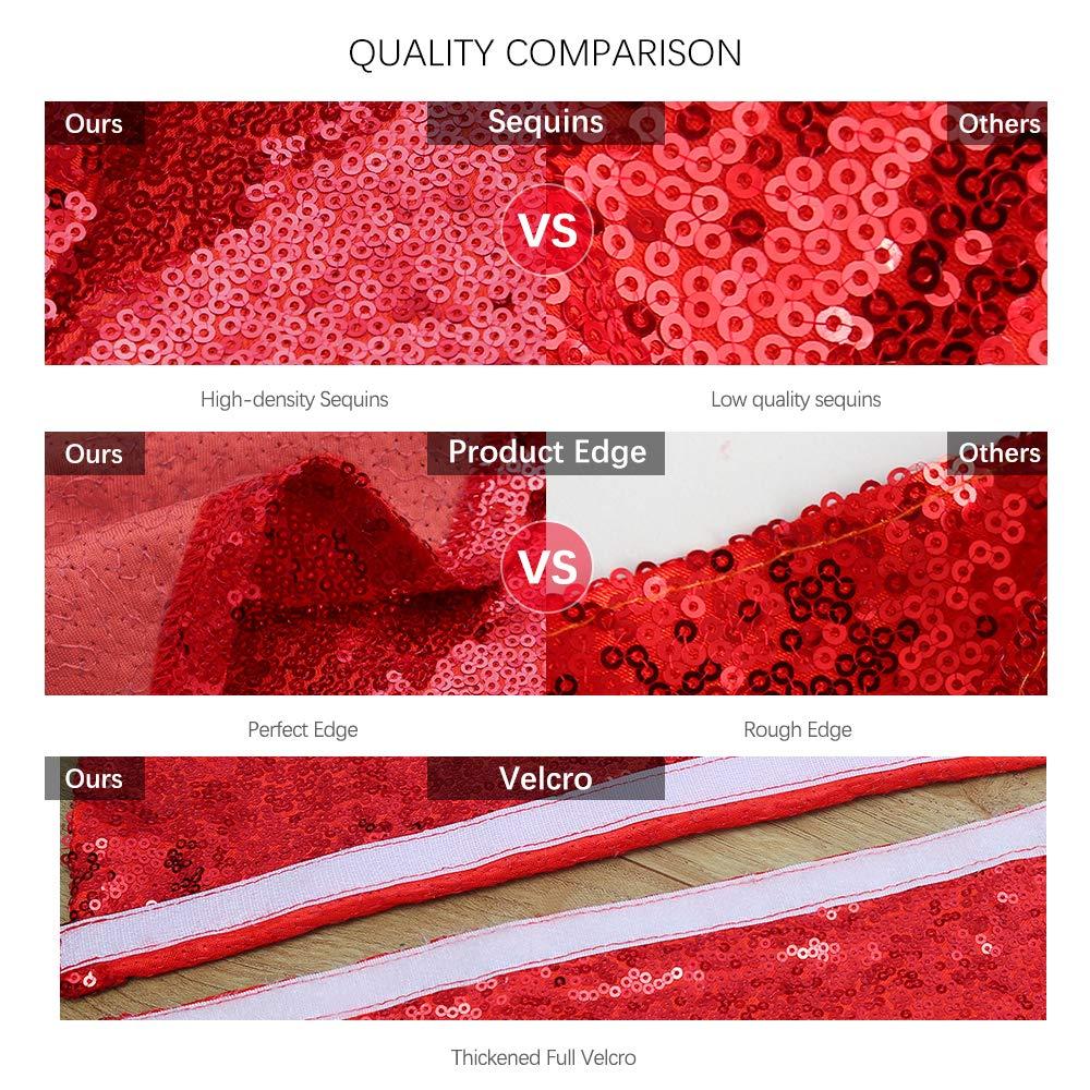 QueenDream Red Tree Skirt 24 inches Small Christmas Tree Skirt Glitter Sequin Tree Skirt for Christmas Decorations