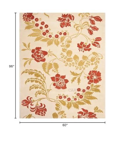 Indian Carpet and Arts Indian Carpet and Arts Premium Quality Collection of Handmade Traditional Oriental Wool Rug, Ideal for High Traffic Areas in Living Room Bedroom & Hallway Size - 5' x 8' Feet, SNOW, SR-TF-256