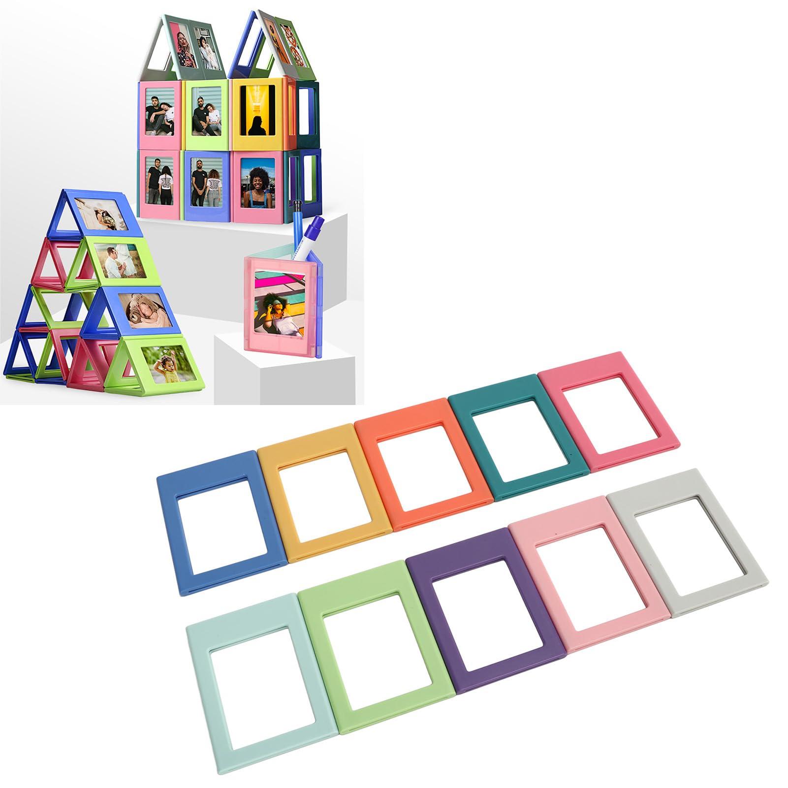 Dpofirs 10Pcs 3 Inch Refrigerator Magnets Picture Frames, Inner 2.4x1.8in Magnetic Photo Frame for File Cabinets Storage Cabinets Dishwashers