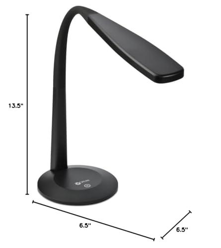 OttLite OttLite LED Desk Lamp with Flexible Neck (Black) - Slim Desk Lamp with 3 Brightness Settings & Touch Activated Controls - Energy-Efficient Natural Daylight LEDs for Home Office, Desk, & Dorms