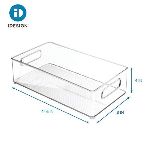 iDesign iDesign Linus BPA-Free Plastic Stackable Deep Organizer Bin with Handles - 14.6\" x 8\" x 4\", Clear