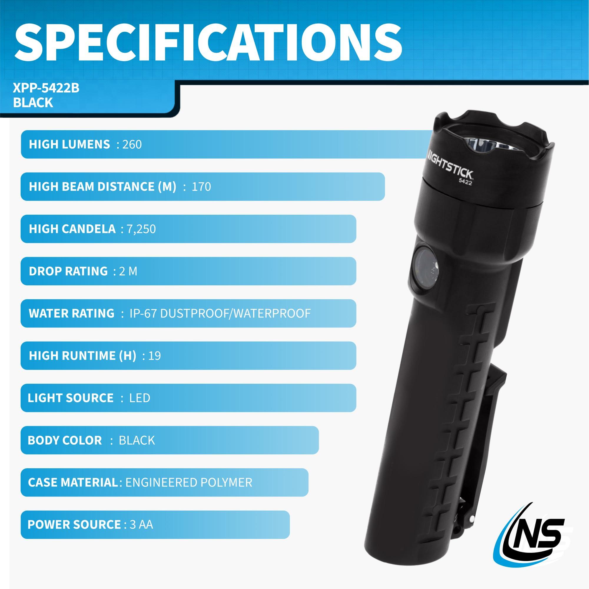 Nightstick Nightstick XPP-5422B 3 AA Intrinsically Safe Permissible Dual-Light Flashlight, Black