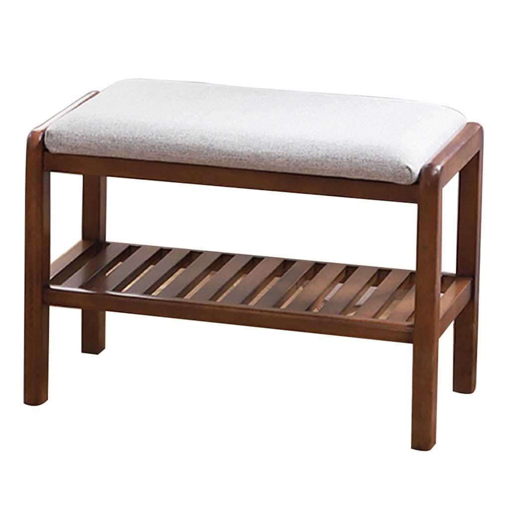 ShiLiLiShop Shoe Bench Wood Entryway Bench with Upholstered Seat Shoe Rack Bench 2-Tier Shoe Organizer for Entryway Hallway Bathroom Living Room (Color : Brown, Size : 80 * 30 * 42cm)