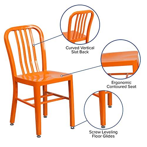 Flash Furniture Flash Furniture Gael Commercial Grade 2 Pack Orange Metal Indoor-Outdoor Chair