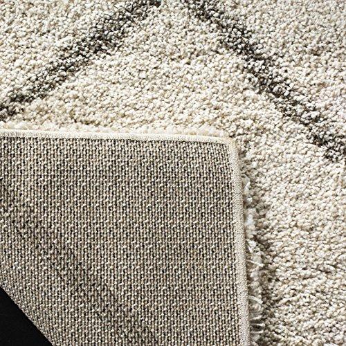 Safavieh SAFAVIEH Hudson Shag Collection Area Rug - 7' Square, Ivory & Grey, Modern Trellis Design, Non-Shedding & Easy Care, 2-inch Thick Ideal for High Traffic Areas in Living Room, Bedroom (SGH281A)