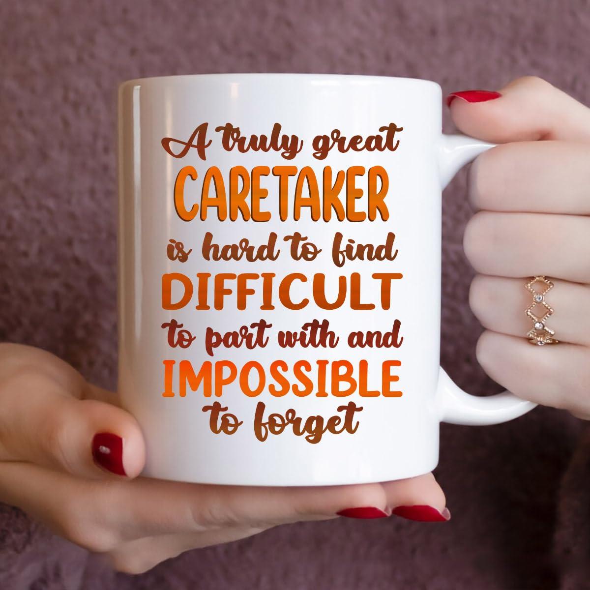 MONIZILUCKY MONIZILUCKY Gifts For Caretaker - Best Caretaker Ever Mug - Caretaker Gifts - 11oz White Ceramic Mug for Office, Women, Men, Work Friends, Coworkers - Thanksgiving, Birthday, Christmas Gift