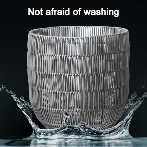 WNGJZZYC WNGJZZYC Imitation Rattan Woven Laundry Basket with Metal Frame, Laundry Hamper Large Capacity, Lightweight Multipurpose Portable Clothes Laundry Baskets(33x34cm/13x14in)