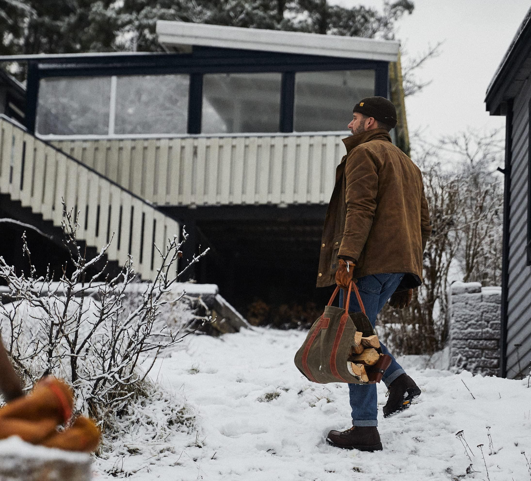 1844 Helko Werk Germany 1844 Helko Werk Germany Frontier Collection Canvas Log Carrier - Firewood Holders and Bags for Fireplace Logs - Made in USA (Log Carrier Olive) #8755O