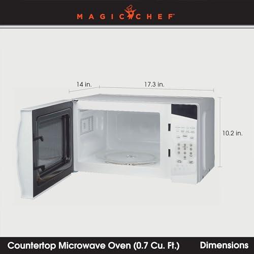 Magic Chef Magic Chef MCM770W Countertop Microwave Oven, Small Microwave for Compact Spaces, 700 Watts, 0.7 Cubic Feet, White