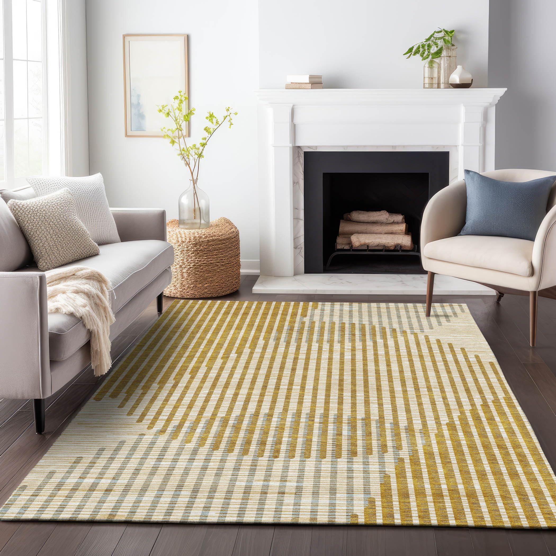 Addison Rugs Addison Rugs Chantille ACN1001 Gold 2'6" x 3'10" Indoor Outdoor Area Rug, Easy Clean, Machine Washable, Non Shedding, Bedroom, Entry, Living Room, Dining Room, Kitchen, Patio Rug