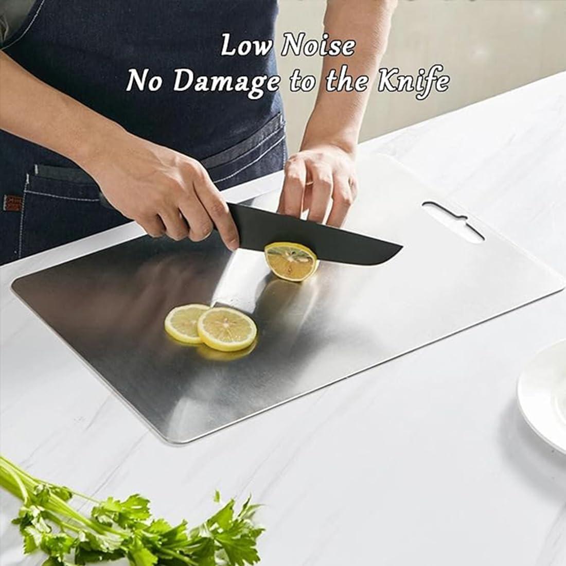 LBHGRMF Yamato Cutting Board, 100% Pure Yamato Titanium Cutting Board - Cutting Edge Hygiene & Durability, Yamato Titanium Cutting Board, Double Sided Stainless Nonstick Chopping Board (15 x 11 in)
