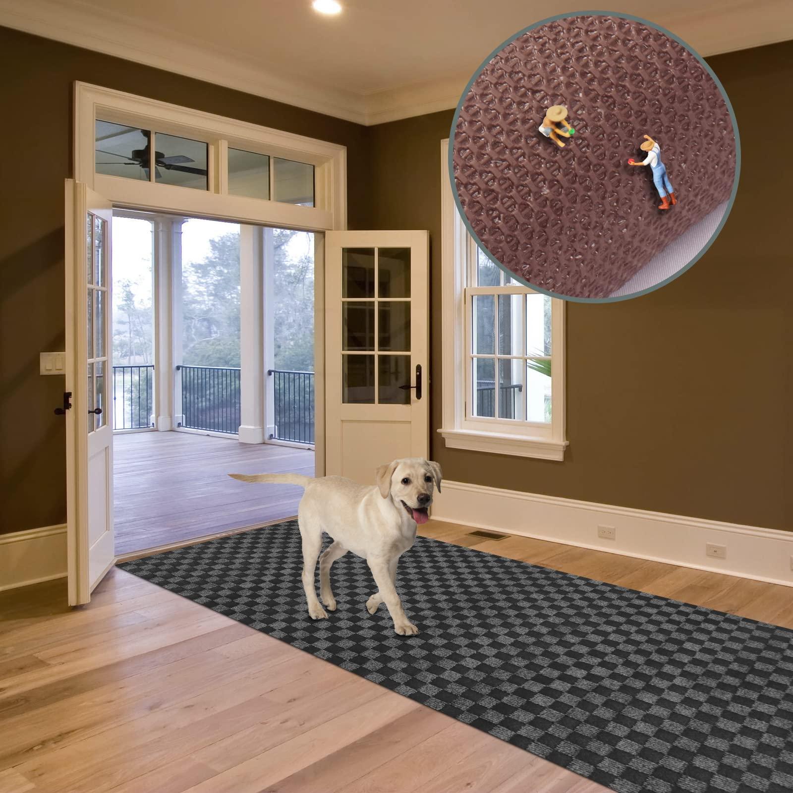 ZGR HOME&GARDEN Custom Size Runner Rug 3 ft x 20 ft, ZGR 2-82ft Carpet Runners Hallway Entryway Kitchen Garage Laundry Room Area Rugs with Non-Slip Rubber Backing, Checkered Black