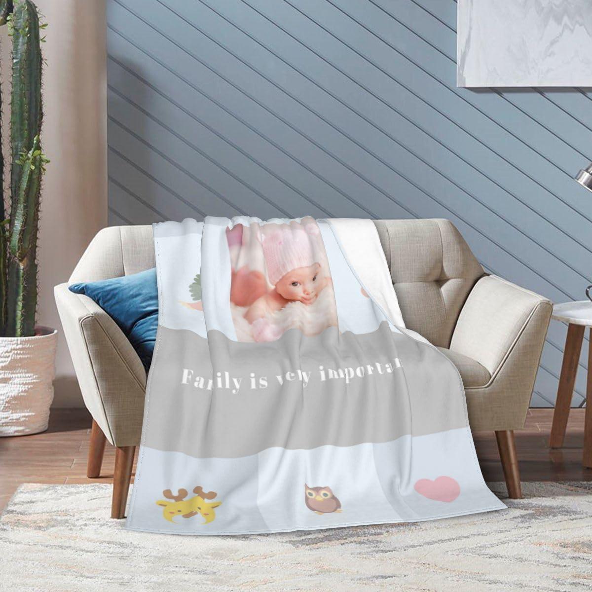 Yhbtgvrce Yhbtgvrce Customized Blanket, Using Photos of Family, Friends, Couples Or Pets, Personalized Blankets for Girlfriend Boyfriend Dad Mom Friend, Custom5, 60\"x80\"