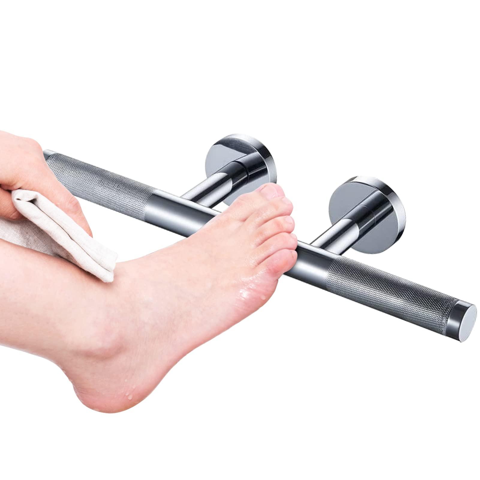 SANLIV Sanliv Shower Foot Rest,Shower Foot Rest for Shaving Legs,Knurled Brass Bar Shower Step,Wall Mounted Bath/Spa Foot Ledge in Polished Chrome