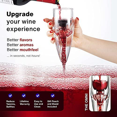 Vintorio Vintorio Wine Aerator OMNI Set - Premium Decanter for Red Wine Lovers with Gift Box, Velvet Bag, and Mini Stand - Durable, Crystal Clear Acrylic