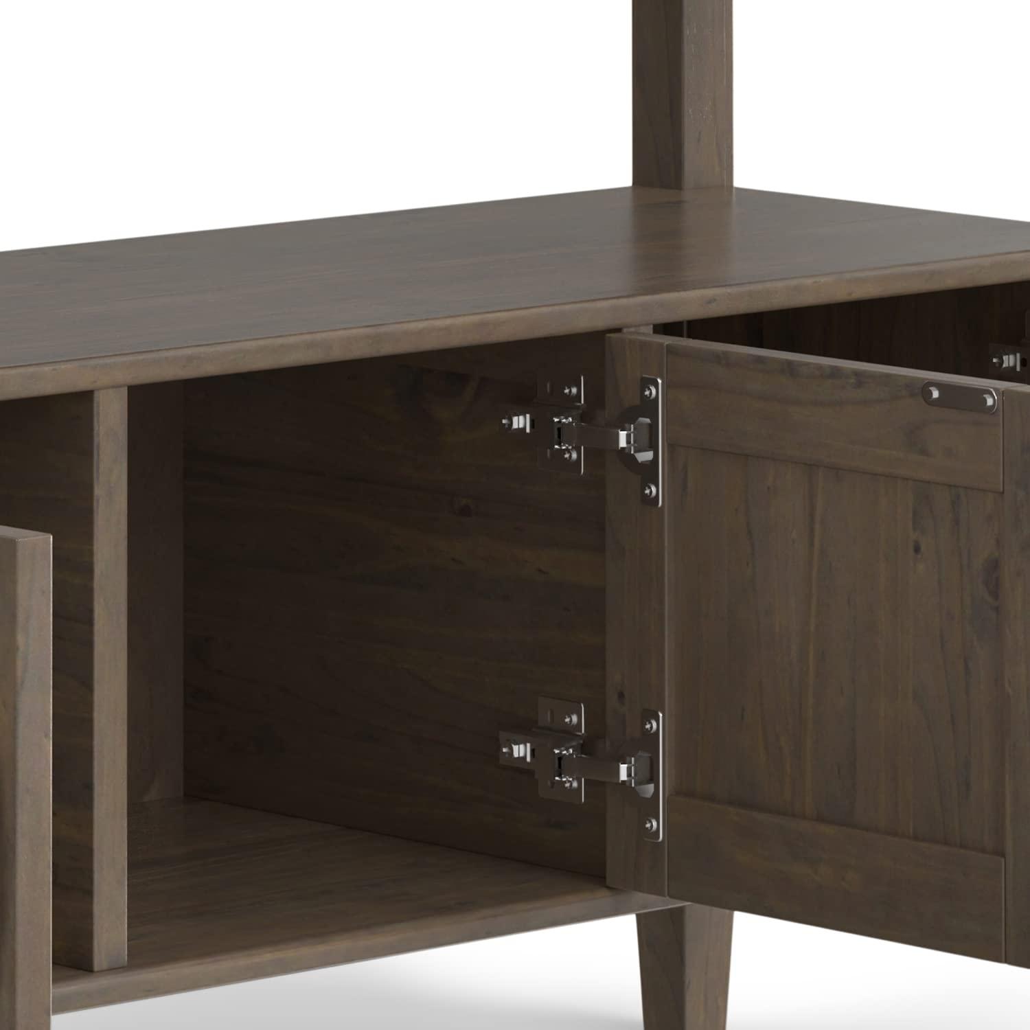 SIMPLIHOME SIMPLIHOME Lev Solid Wood 48 Inch Wide Contemporary Console Table in Smoky Brown, for The Living Room, Entryway and Bedroom