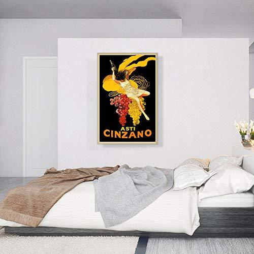 ARTCANVAS ARTCANVAS Asti Cinzano 1920 Canvas Art Print Stretched Framed Painting Picture Poster Giclee Wall Decor by Leonetto Cappiello - 40\" x 26\" (1.50\" Deep)