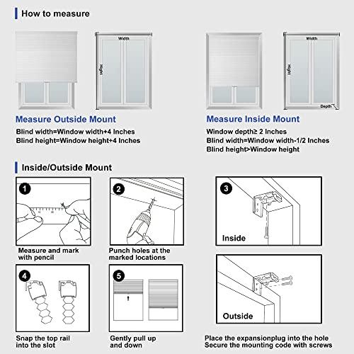 HOTSOON Blackout Cellular Shades Cordless HOTSOON Pull Down Honeycomb Blinds for Window, Home, White, 63" W x 48" H