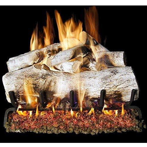 RealFyre Peterson Real Fyre 18-inch Mountain Birch Log Set with Vented G45 Dual- Flame Burner - Match-Light (Natural Gas)