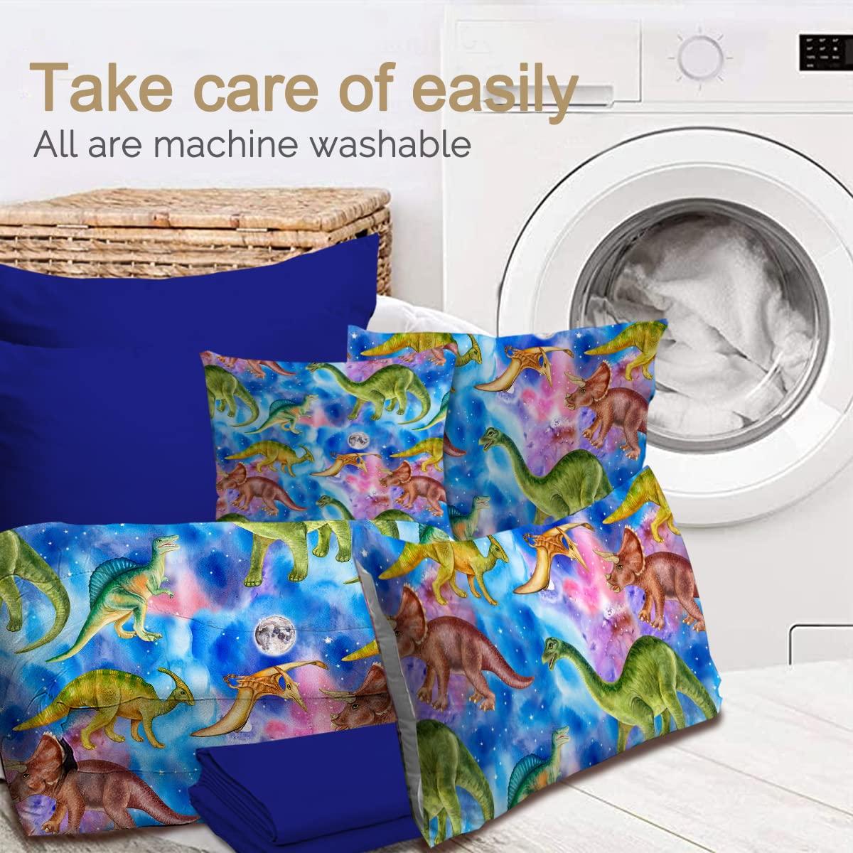 BlessLiving BlessLiving Dinosaur Queen Bedding Sets for Boys - Blue Space Bedding, 8 Piece Bed in a Bag, Kids Comforter Sets with Sheets (Queen)