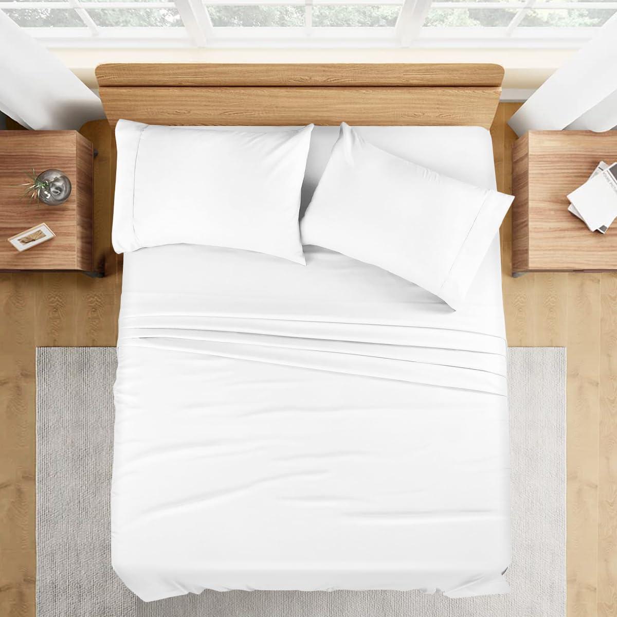 Sophia Cotton Club Cal-King Size Sheets Luxury Soft 1200-TC Heavy Egyptian Cotton - Sheet Set for Cal-King Size (72x84) Mattress Fits 28-30 Inches Fully Elastic Deep Pocket (Solid, White)