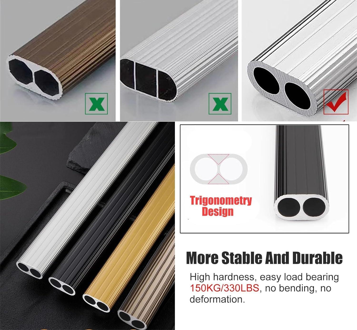 BYZOMU Oval Clothes Pole For Wardrobe Heavy Duty 160 150 140 160 120 110 100 90 80 70cm Long, Wall Mounted Metal Closet Rods Clothes Hanger With End Supports, Load 330lbs ( Color : Gold , Size : 33inch/83.8c