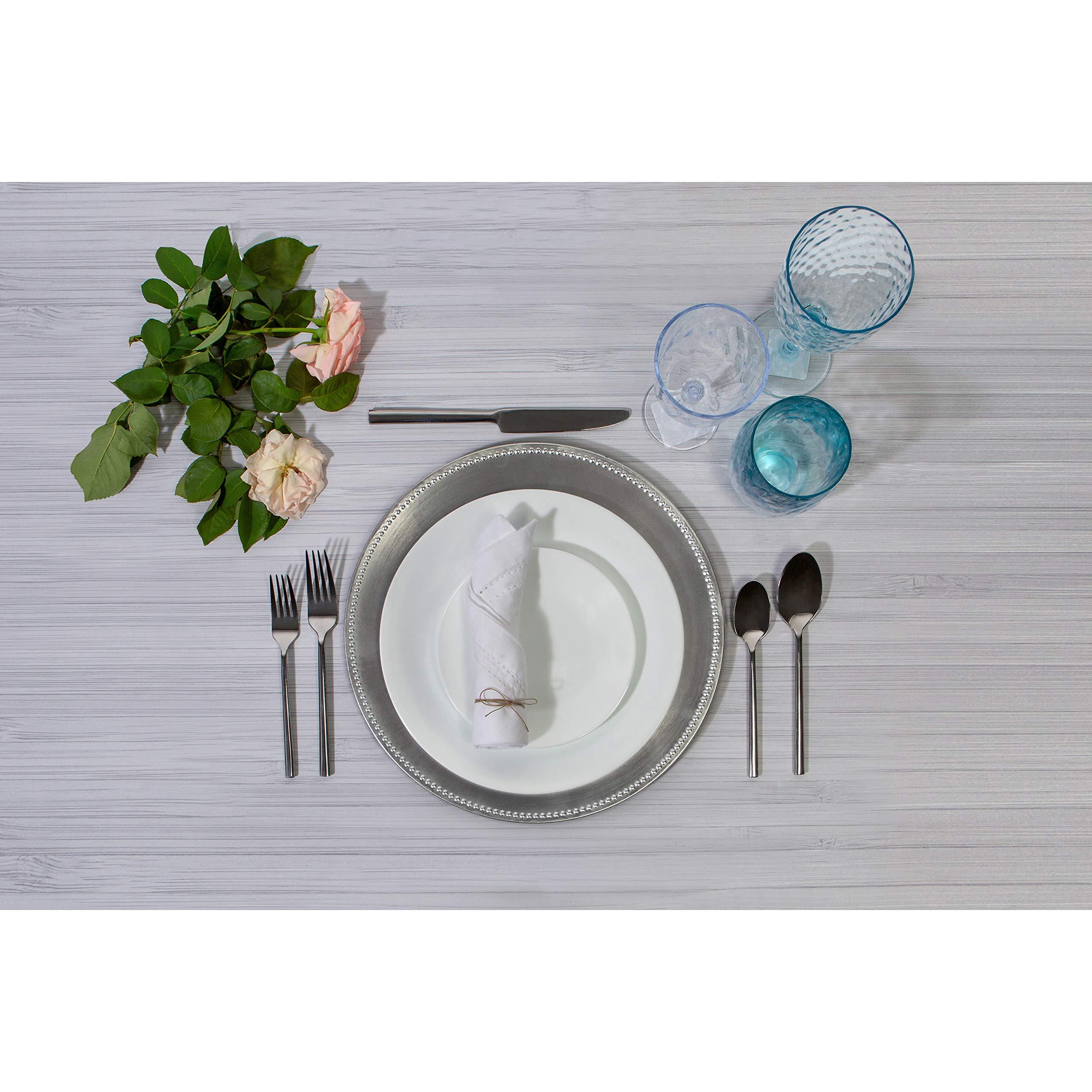 Home Details Home Details 13\" Beaded Design Charger, Set of 24, Decorative Plates, Serveware, Holiday, Silver