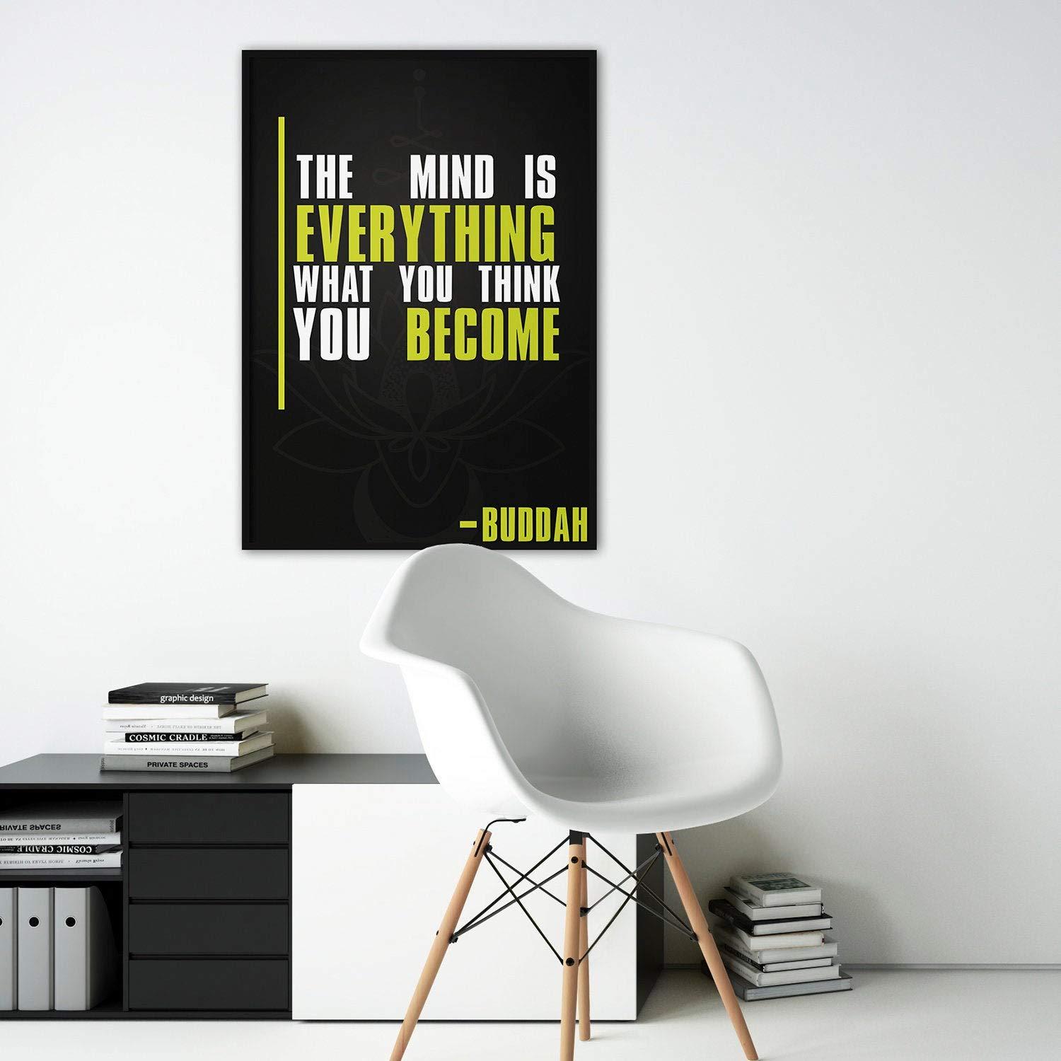 Decords Motivational Quote Wall Poster Print Art - Inspiring Motivation Positive Printable Gift - Buddah The Mind is Everything What You Become