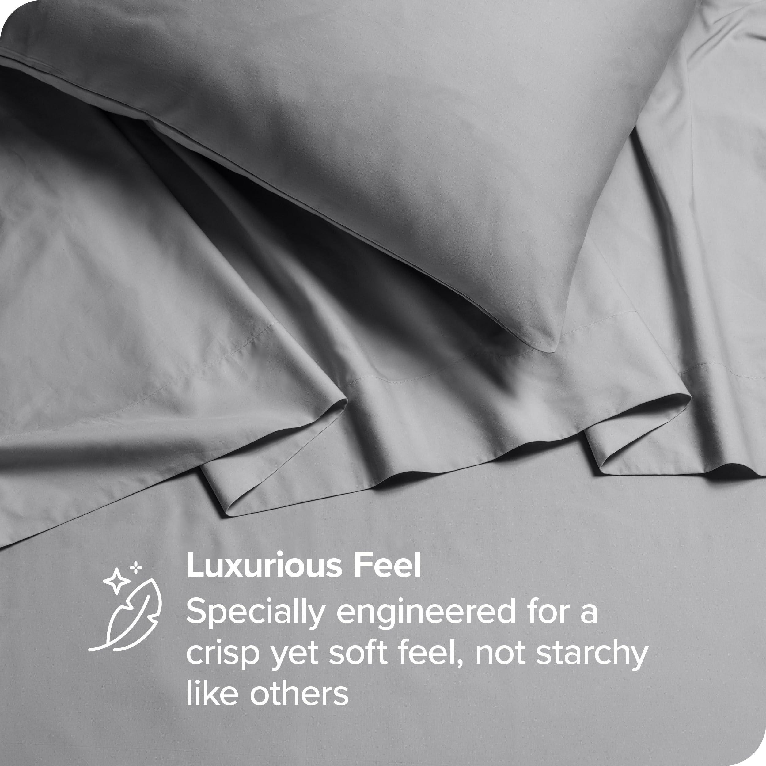 Bare Home Bare Home 100% Organic Cotton California King Sheet Set - Crisp Percale Weave - Cool, Breathable, and Hypoallergenic - Bedding Sheets & Pillowcase (California King, Light Grey)