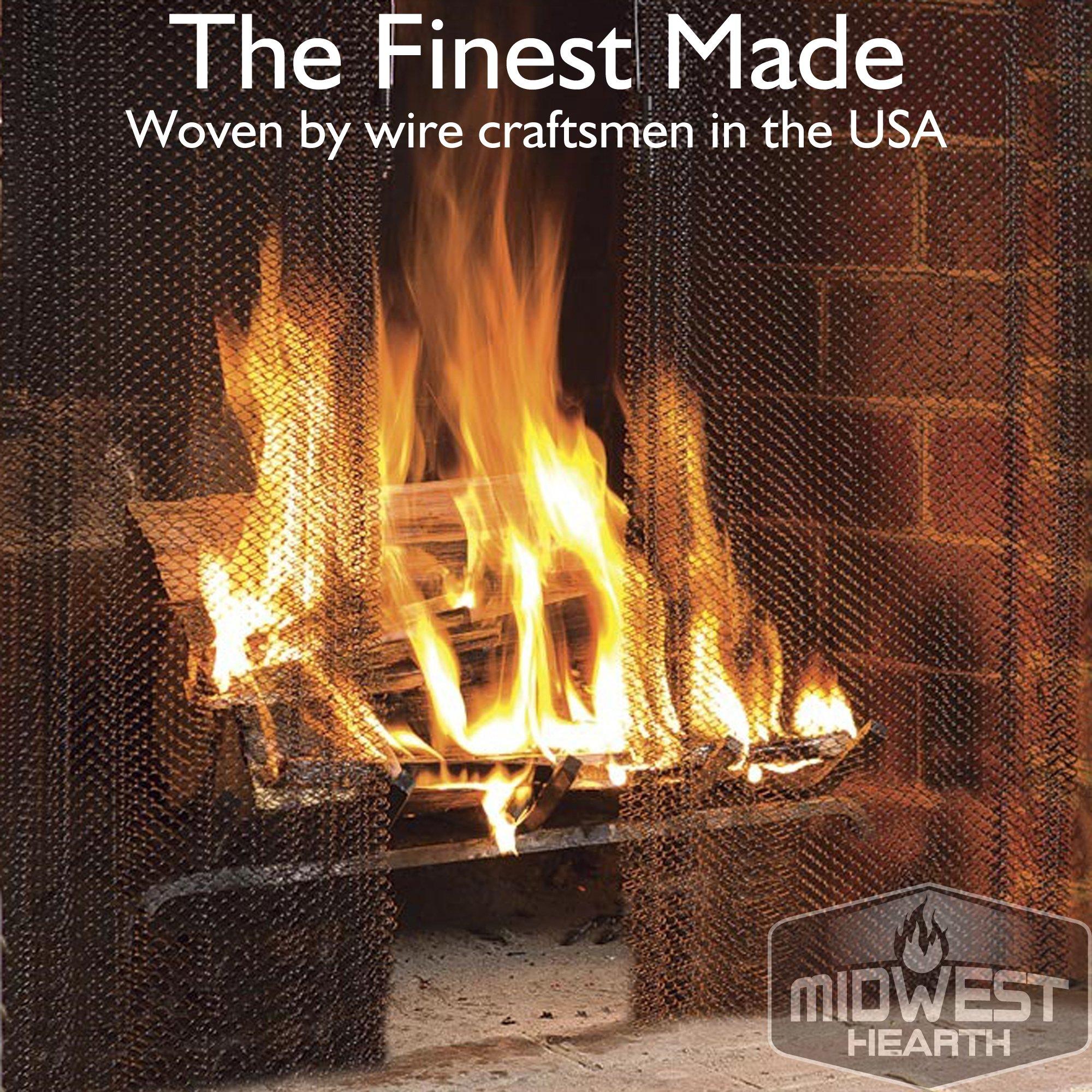 Midwest Hearth Midwest Hearth Fireplace Screen Mesh Curtain 35" High (Made in USA) Two 24" Wide Panels (Antique Bronze)