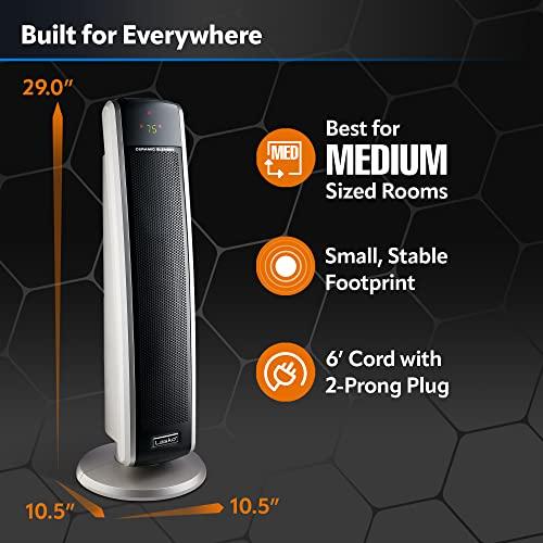 Lasko Lasko Oscillating Digital Ceramic Tower Heater for Large Rooms, with Adjustable Thermostat, Timer and Remote Control, 29 Inches, 1500W, Black, 5586