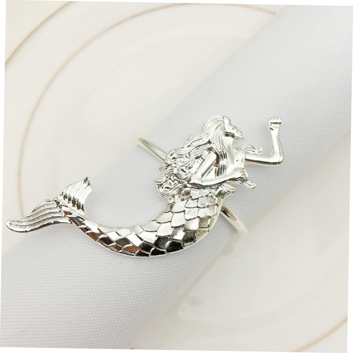 BESTonZON 2pcs Mermaid Napkin Rings Serviette Buckle Ring Fall Napkin Rings Christmas Napkin Buckles Valentine s Day Napkin Rings Mariposas Decorativas Para Pared Set up Metal Delicate