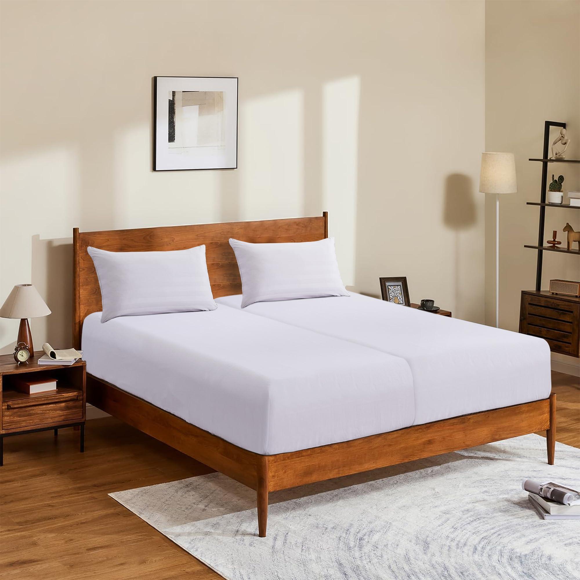 Shunjie.Home Split King/2 Pack Twin XL Egyptian Cotton Fitted Sheets 600 Thread Count 16\" Deep Pocket(Split King/2 Pack Twin XL Fitted Sheet, White)