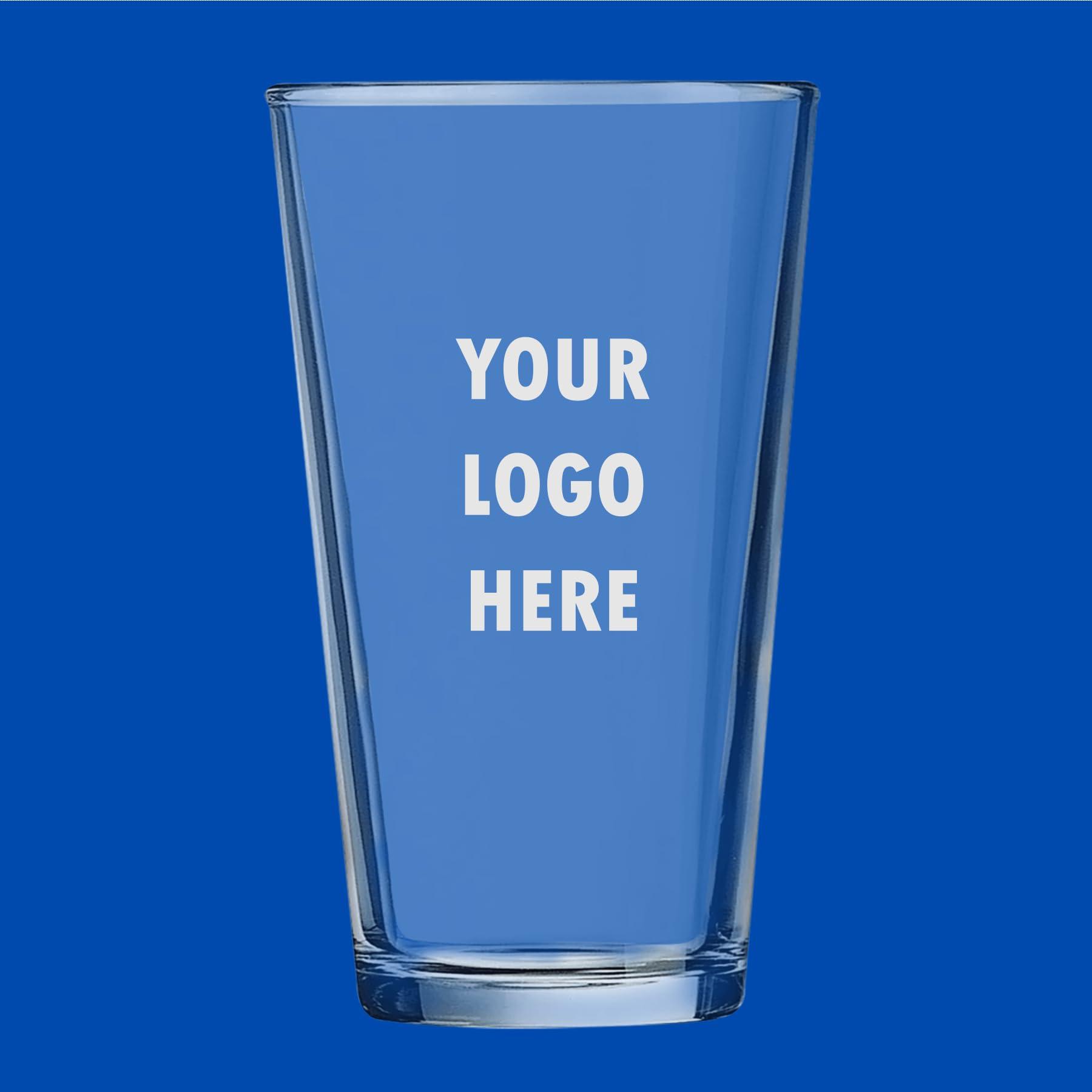 Generic Personalized 16 oz Laser-Etched Pint Glass, Custom Logo or Design, for Bars, Breweries, Restaurants and Corporate Gifts (96 glasses)