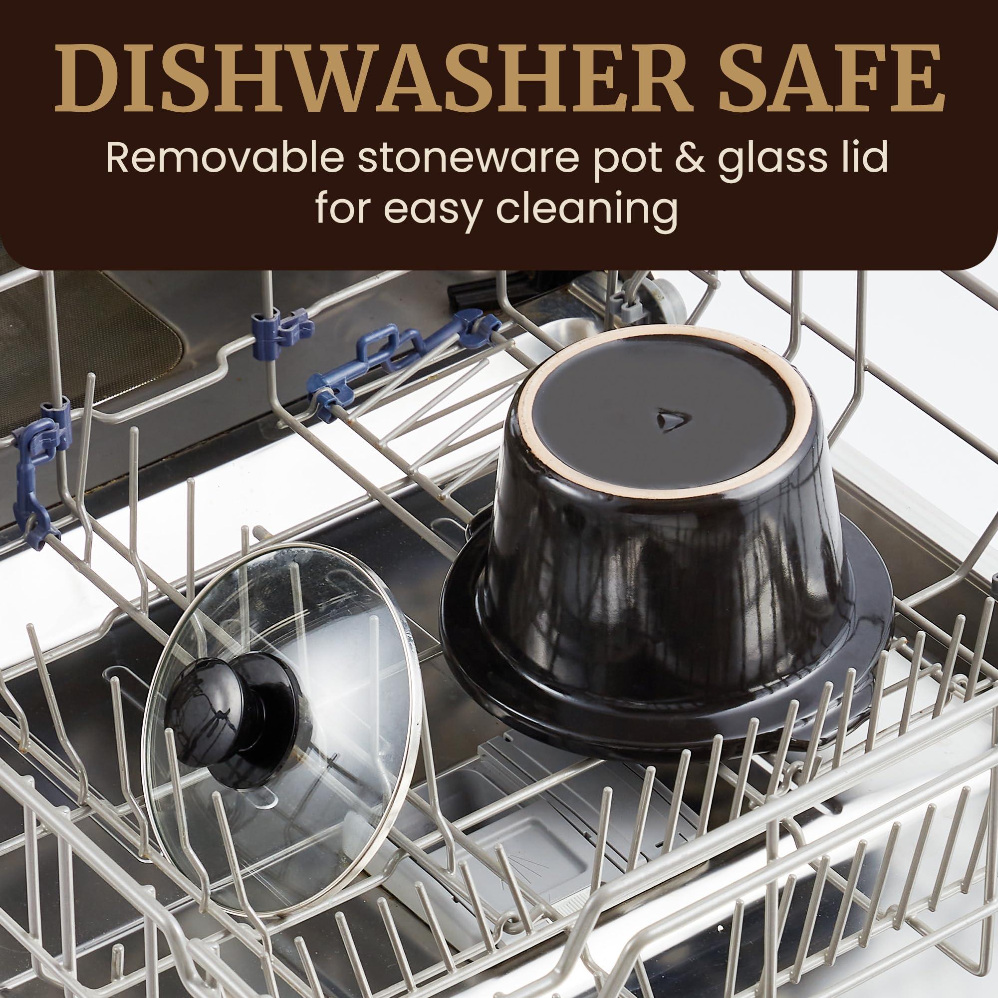 Elite Gourmet Elite Gourmet MST-250XS Electric Slow Cooker Ceramic Pot, Adjustable Temp, Entrees, Sauces, Stews & Dips, Dishwasher Safe Glass Lid & Crock, 1.5 Quart, Stainless Steel