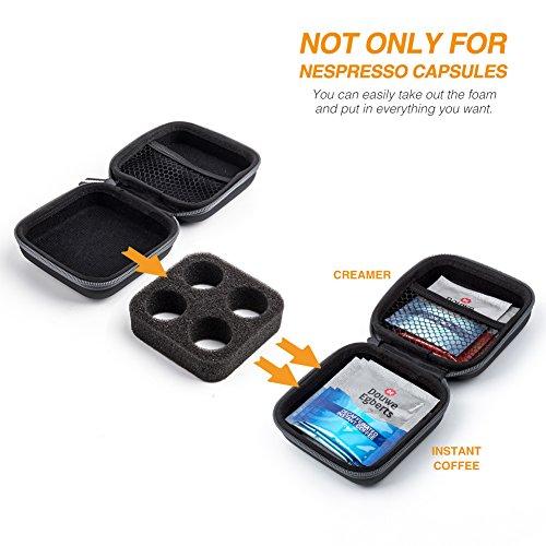 ROMAUNT Protective Carrying Case For Nespresso & Compatible Capsules Portable Espresso Maker Coffee Pod Holder PU Material Hard Shell Portable Grey(Holds 4 Pods)
