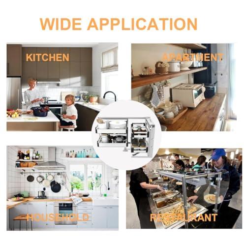 ZAIHW ZAIHW Blind Corner Cabinet Pull Out Organizer, Right, Silver, Modern, Kitchen, L-shape, 17.3\"W x 9.4\"D x 3\"H, 17.6lbs Capacity