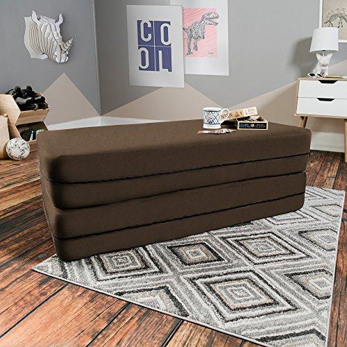 Jaxx Jaxx Zipline Sofa & Large Ottoman 3 in 1 Fold Out Sofa, Big Kids Edition, Chocolate