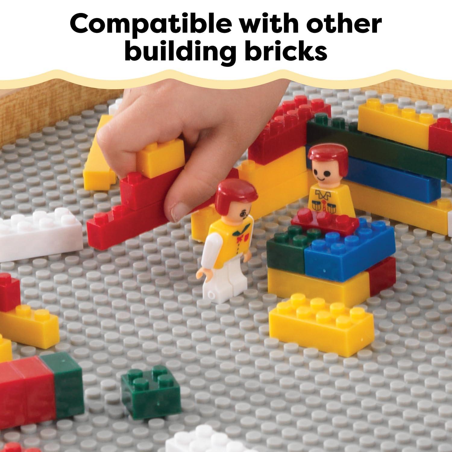 KidKraft KidKraft Reversible Wooden Activity Table with Board with 195 Building Bricks  Gray & Natural, Gift for Ages 3+