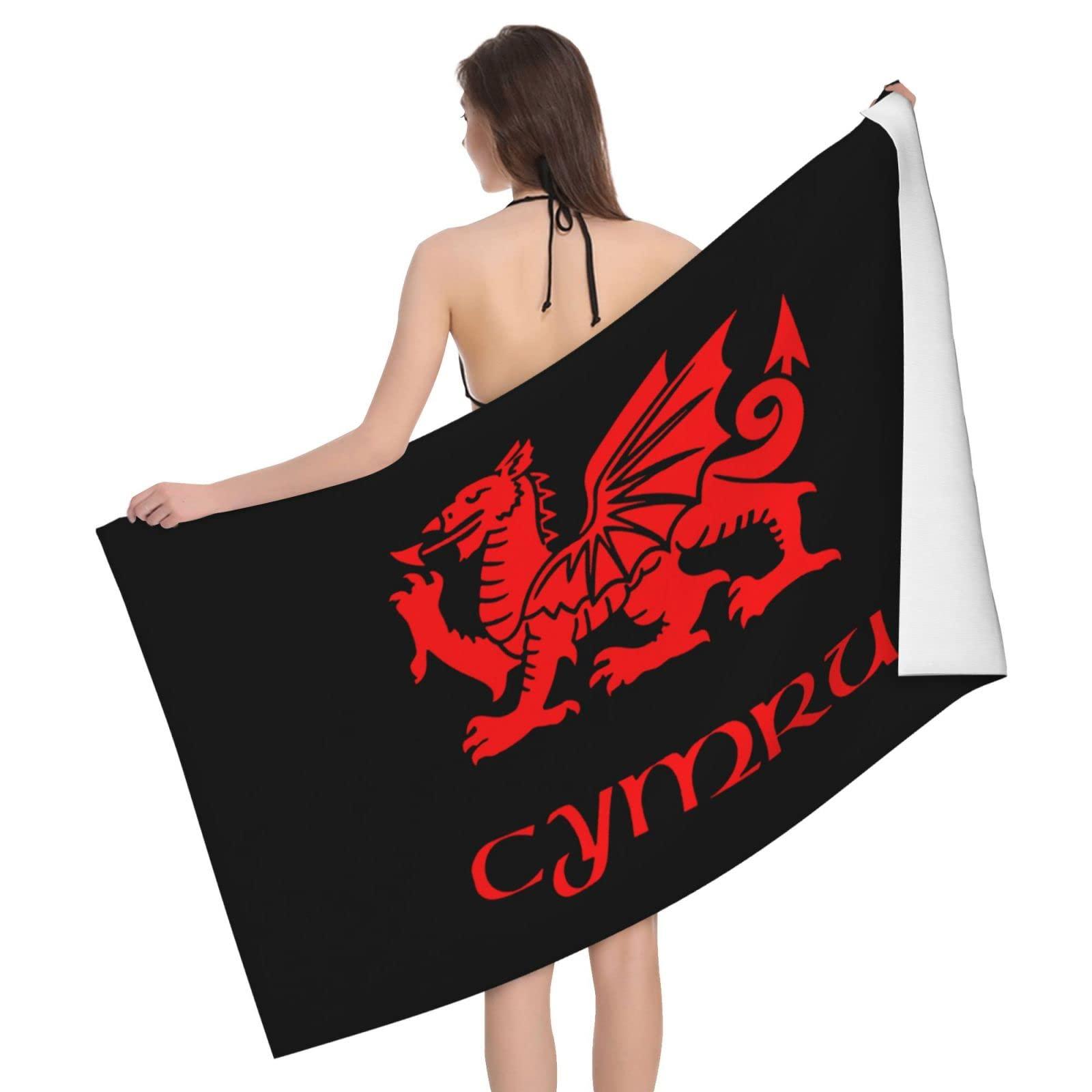 Byoblu Byoblu Wales Welsh Dragon Yard Flag Beach Towel Absorbent Bathroom Towels Beach Towels Oversized Super 32x52 Inch