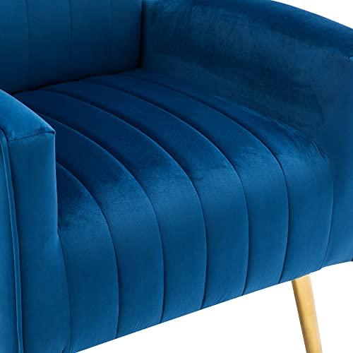 LSSPAID LSSPAID Velvet Accent Chairs Set of 2, Modern Fabric Upholstered Living Room Chairs Armchairs with Wing Back and Metal Legs, Navy Blue