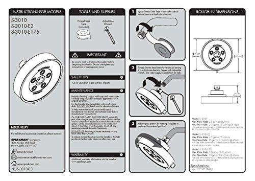 Speakman Speakman S-3010-BN Neo Anystream 3-in-1 Shower Head, Brushed Nickel, 2.5 GPM, 3 Settings - Adjustable Flow and Pressure, Self-Cleaning Plungers