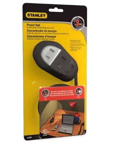 STANLEY Stanley 31369 PowerHub Tabletop Polarized 3-Outlet Extension Cord, Black