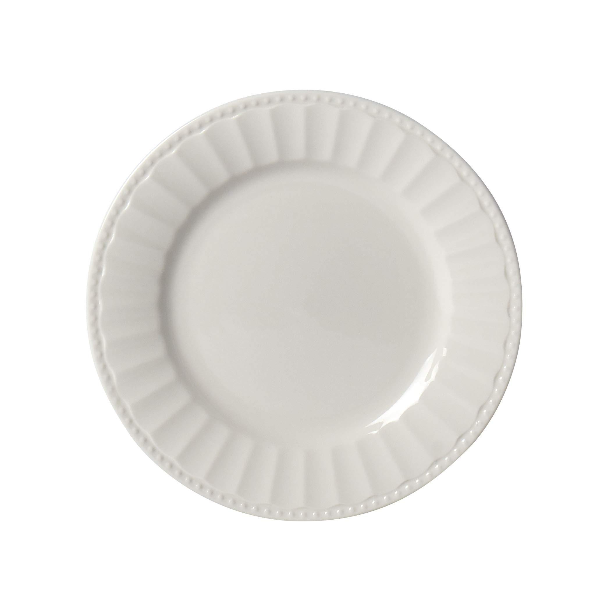 TTU Tabletops Gallery Embossed Bone White Porcelain Round Dinnerware Collection- Chip Resistant Scratch Resistant, Mosaico 12 Piece Dinnerware Set (Dinner Plate, Salad Plate, Cereal Bowl)