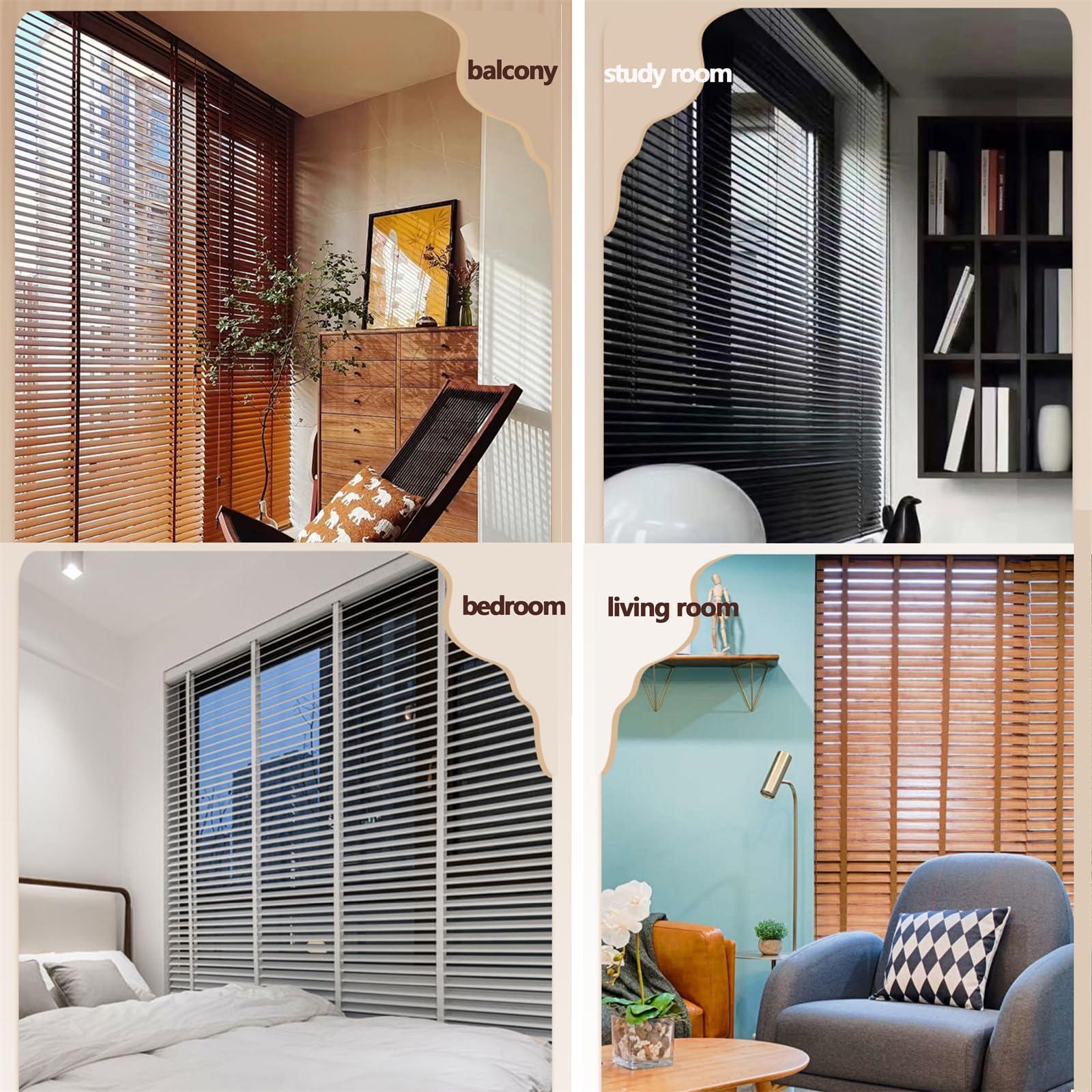 LCBDYLR Venetian Blinds Wooden,Faux Wooden Blinds,Venetian Blinds for Windows,Solid Wood Blinds, Blackout/Heat Insulation Solid Wood Venetian Shades, Privacy Curtain Shutters, Easy to Install Blinds