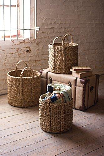 Kalalou Kalalou Seagrass Round Braided Storage Basket with Handle, Set of 3